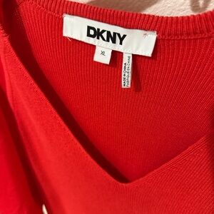 DKNY V-Neck Top in Vibrant Red